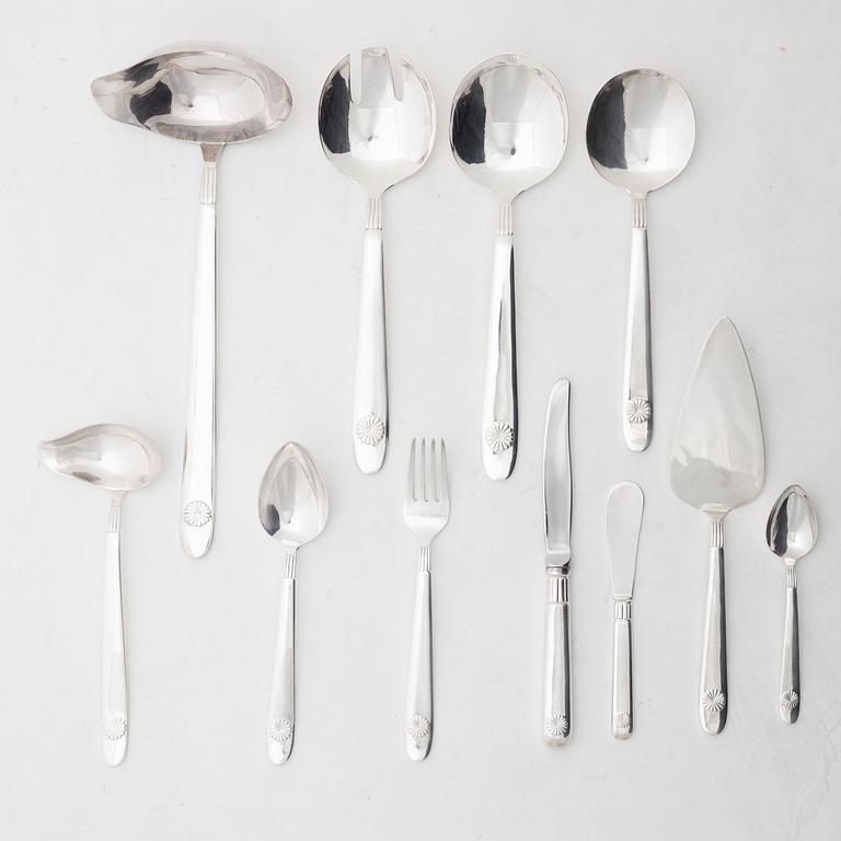 Sigvard Bernadotte, mat- och kaffeservis, 185 delar, "Millennium-line Marianne", Christineholm, Fyrklövern.