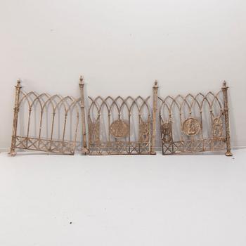 A three section cast iron Gothic fence around 1900.