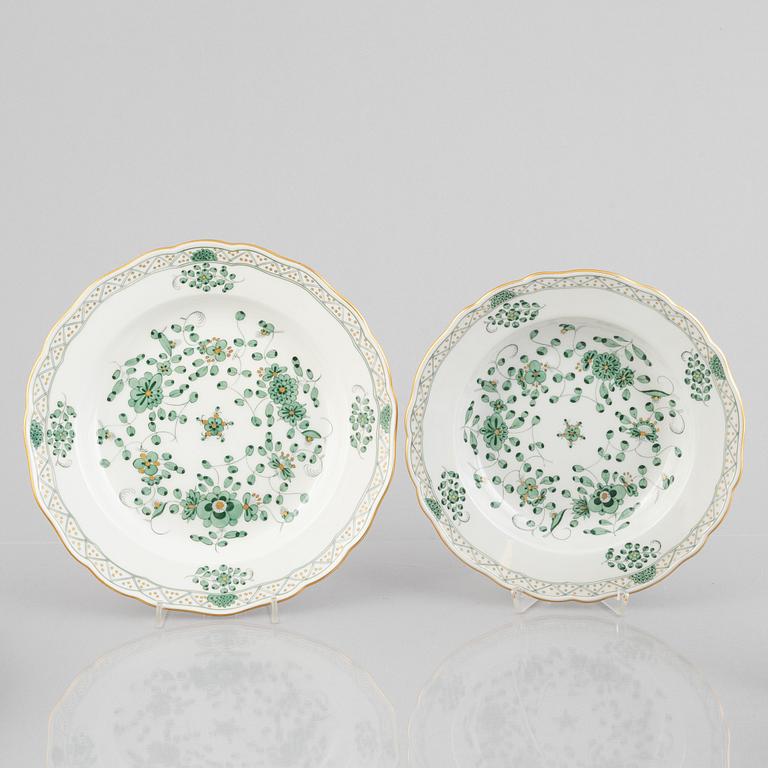 Dinner and coffee service, 72 pieces, porcelain, "Indische Malerei Grün", Meissen, Germany.