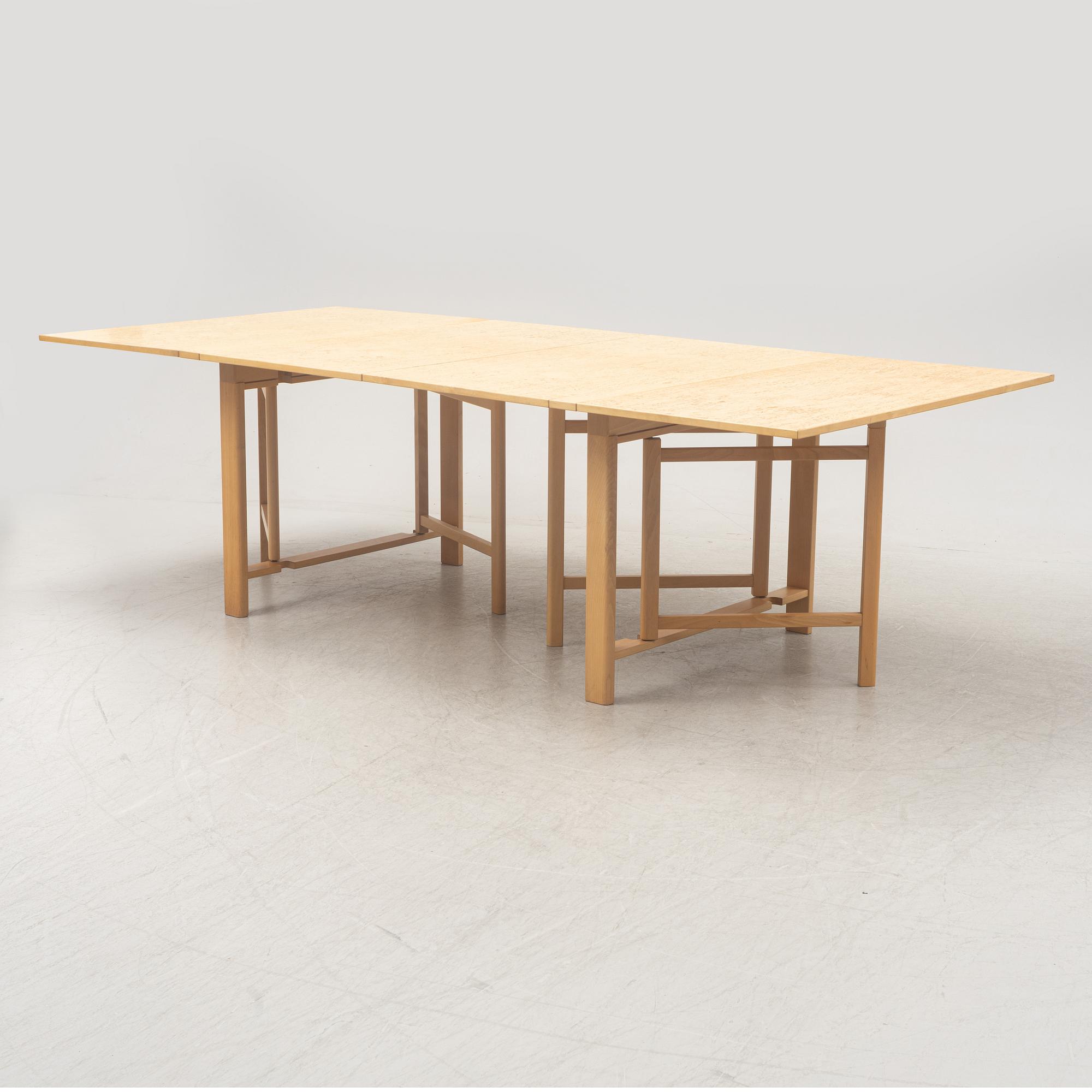 Bruno Mathsson, a 'Maria Flap' burr birch dining table, Dux.
