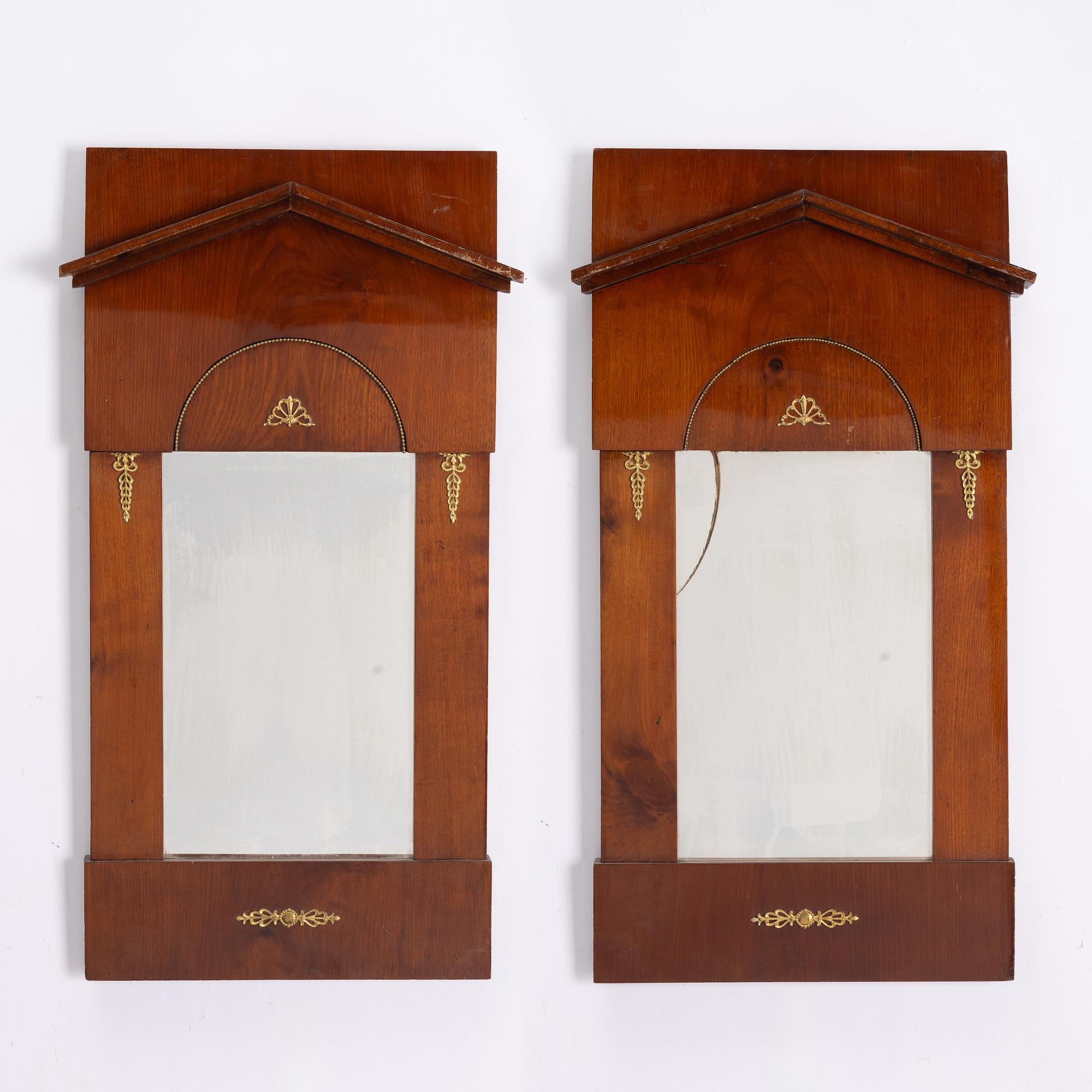 Mirrors, a pair, Empire style, circa 1900.