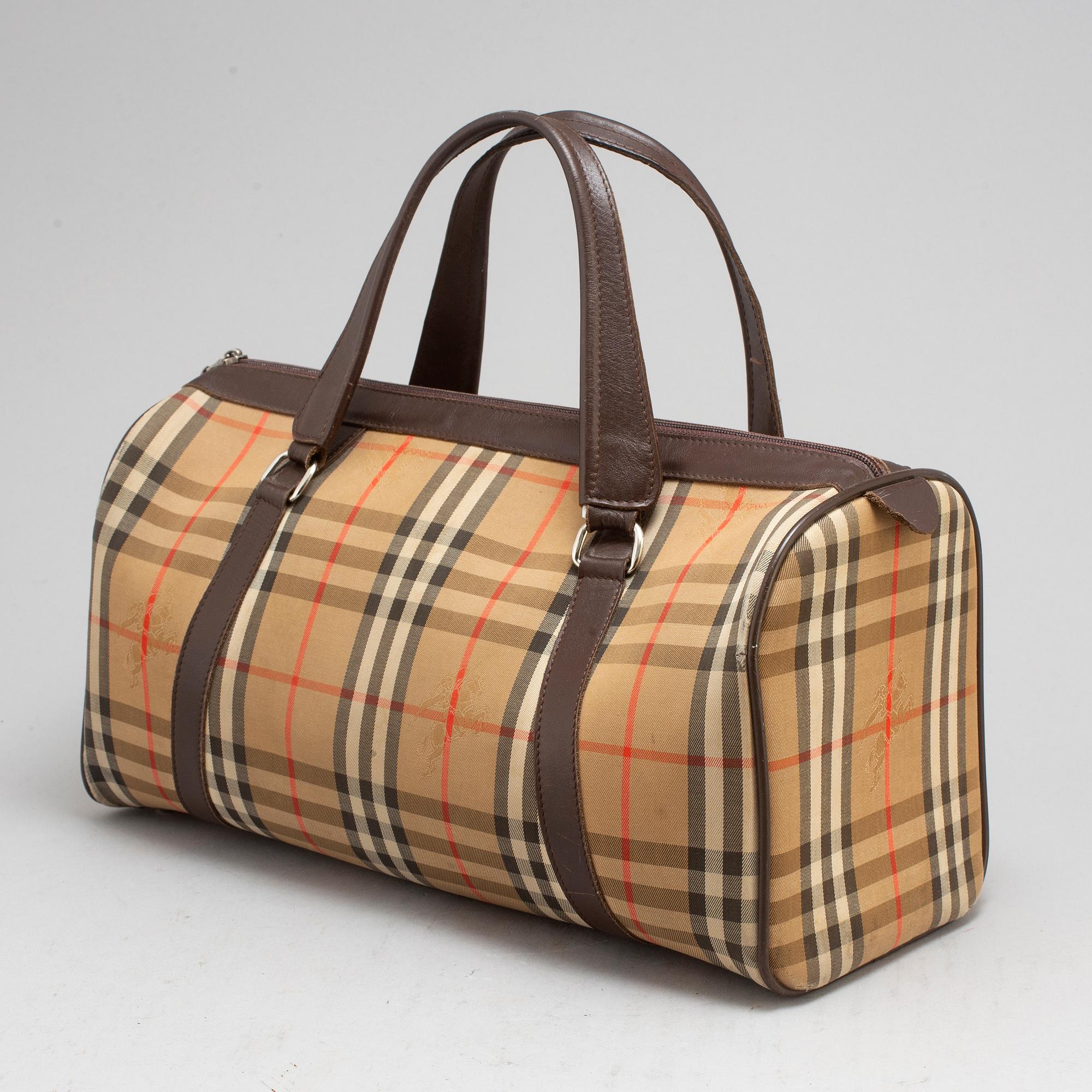BURBERRY, plaid canvas bag.