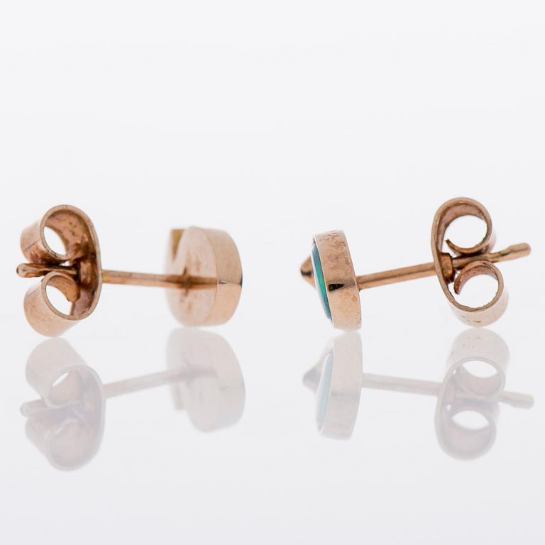 A NECKLACE and EARRINGS, 14K gold, opal doublets. Zoltan Popovits, Lapponia 1986.