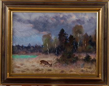 LILJEFORS, LINDORM. Olja på pannå, sign o dat Åland - 75.
