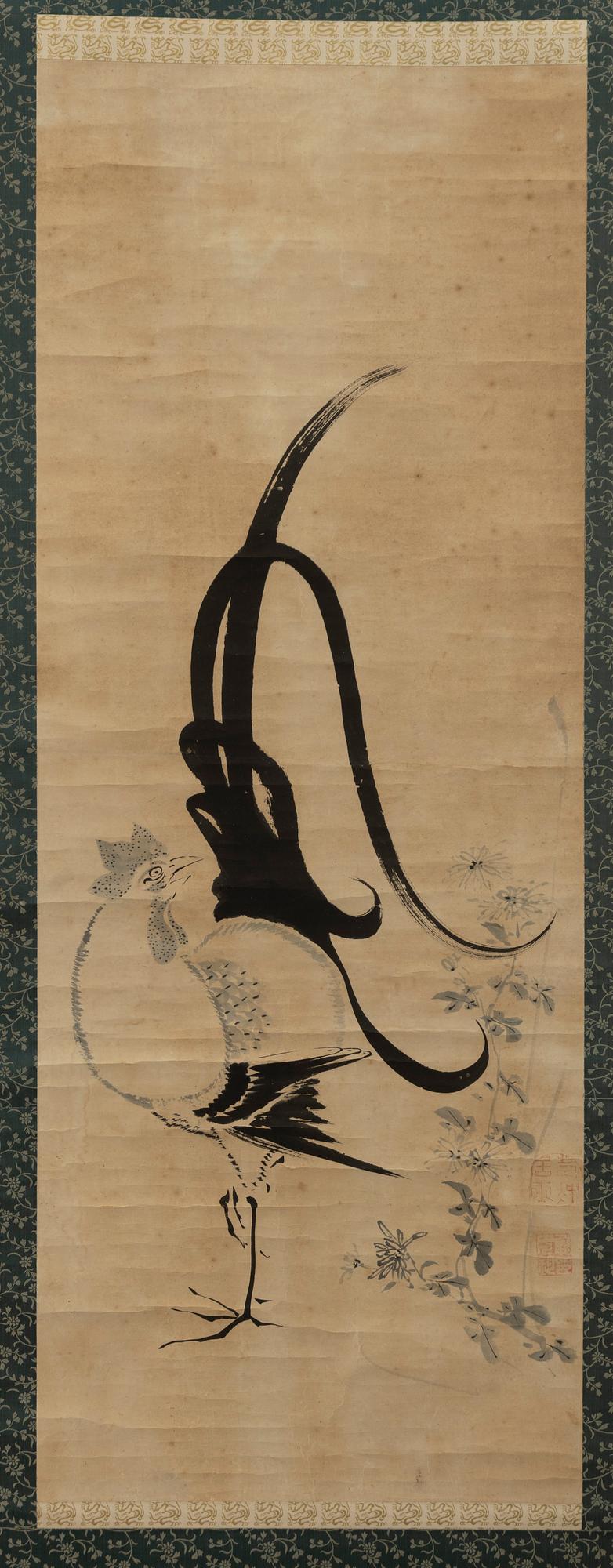 Unidentified artist, after Itō Jakuchū, Rooster and Chrysanthemums, Japan, Meiji (1868-1912).