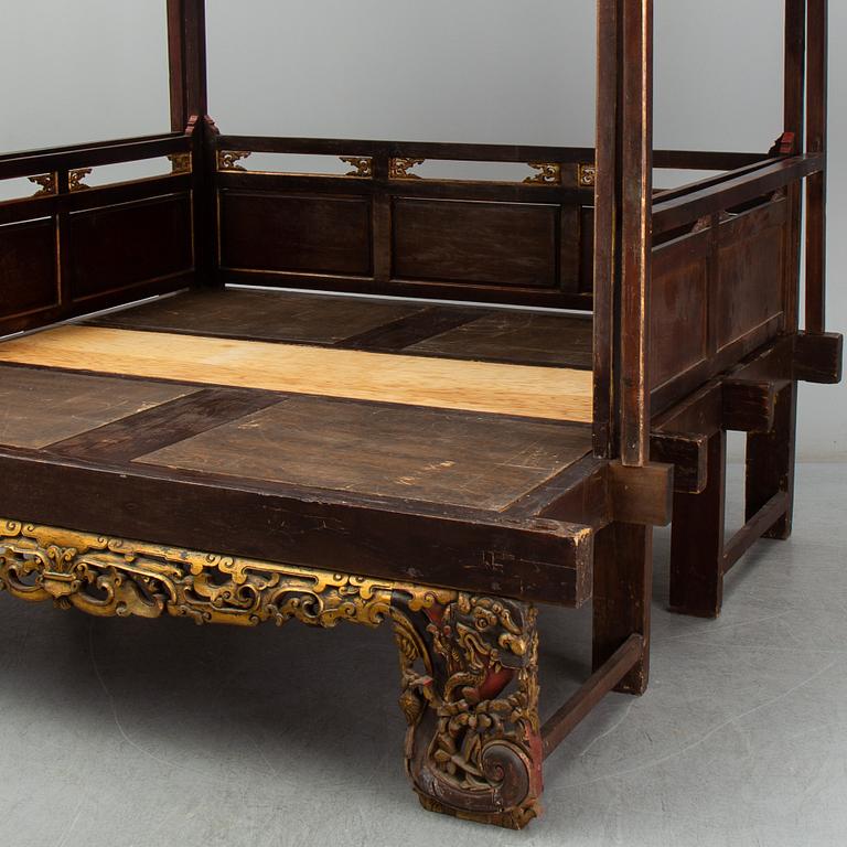 A large Chinese bed, partly Qing dynasty.