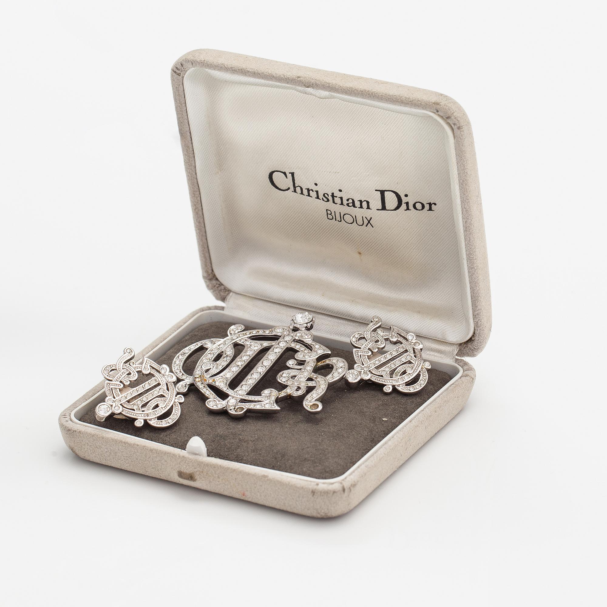 クリスチャンディオール　1970年頃 Chr.Dior GERMANY© Christian Dior, Brosch och örhängen, silverfärgad metall och