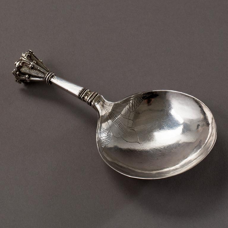 A Scandinavian 16th century silver spoon, unidentified makers mark.
