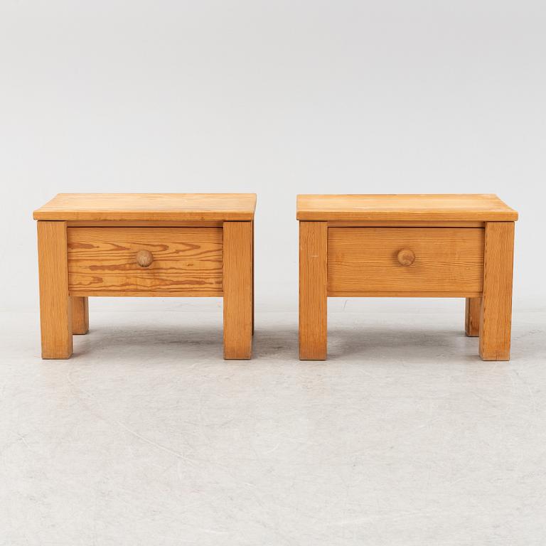 A pair of pine bedside tables by Erik Höglund for Boda, second half of the 20th Century.