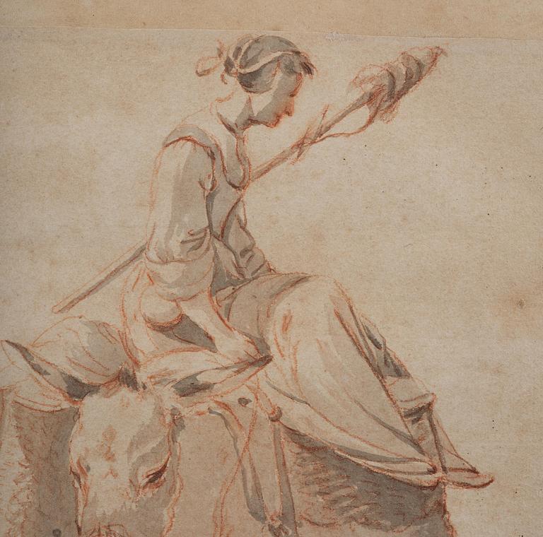 Nicolaes Berchem, Translation: "Woman on a donkey".