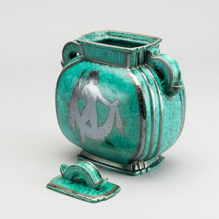 WILHELM KÅGE, URNA med LOCK, stengods, "Argenta", Gustavsberg, 1937.