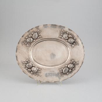 A silver tray, mark of CG Hallberg, Stockholm 1940.