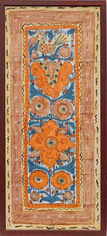 Bonadsmålning, s.k tuppamålning, Sunnerboskolan, Småland, 1800-talets första hälft.