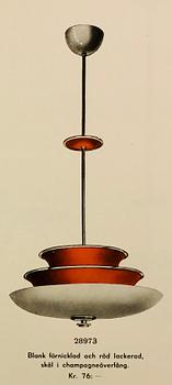 Erik Tidstrand, a ceiling lamp model "28973", Nordiska Kompaniet, 1930s.