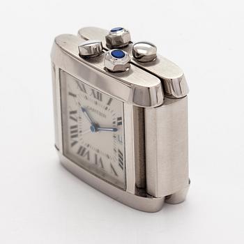 Cartier, pöytäkello, Cartier Tank Francaise Dual-Time, 35 x 41 (82) mm.