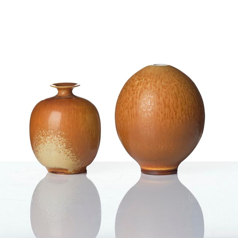 Berndt Friberg, a set of three stoneware vases and a bowl, Gustavsberg Studio 1951-69.