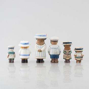 Lisa Larson, figuriner, 6 st, stengods, ur serien "Sekelskifte", Gustavsberg.