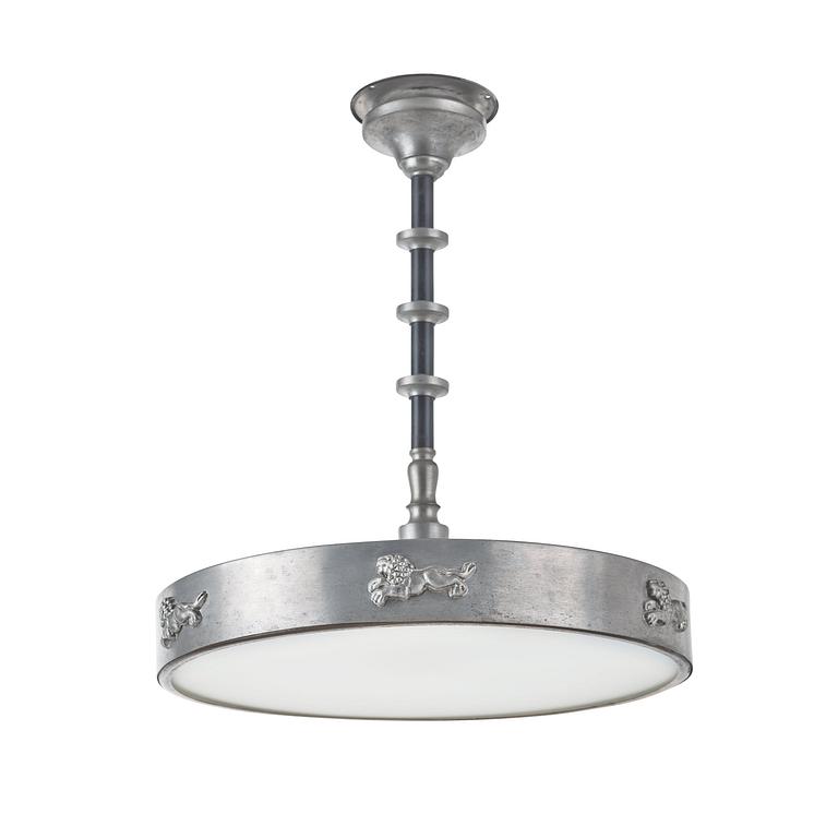 A Svenskt Tenn / Anna Petrus pewter ceiling lamp, Stockholm 1920's-30's.