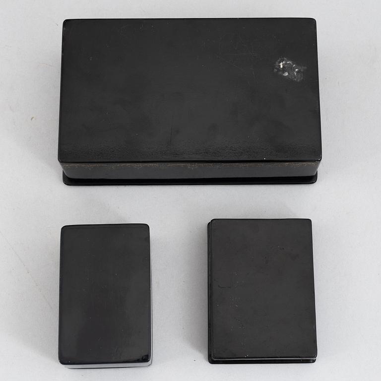 Three lacquer-ware boxes, Russia, 19th/20th century.