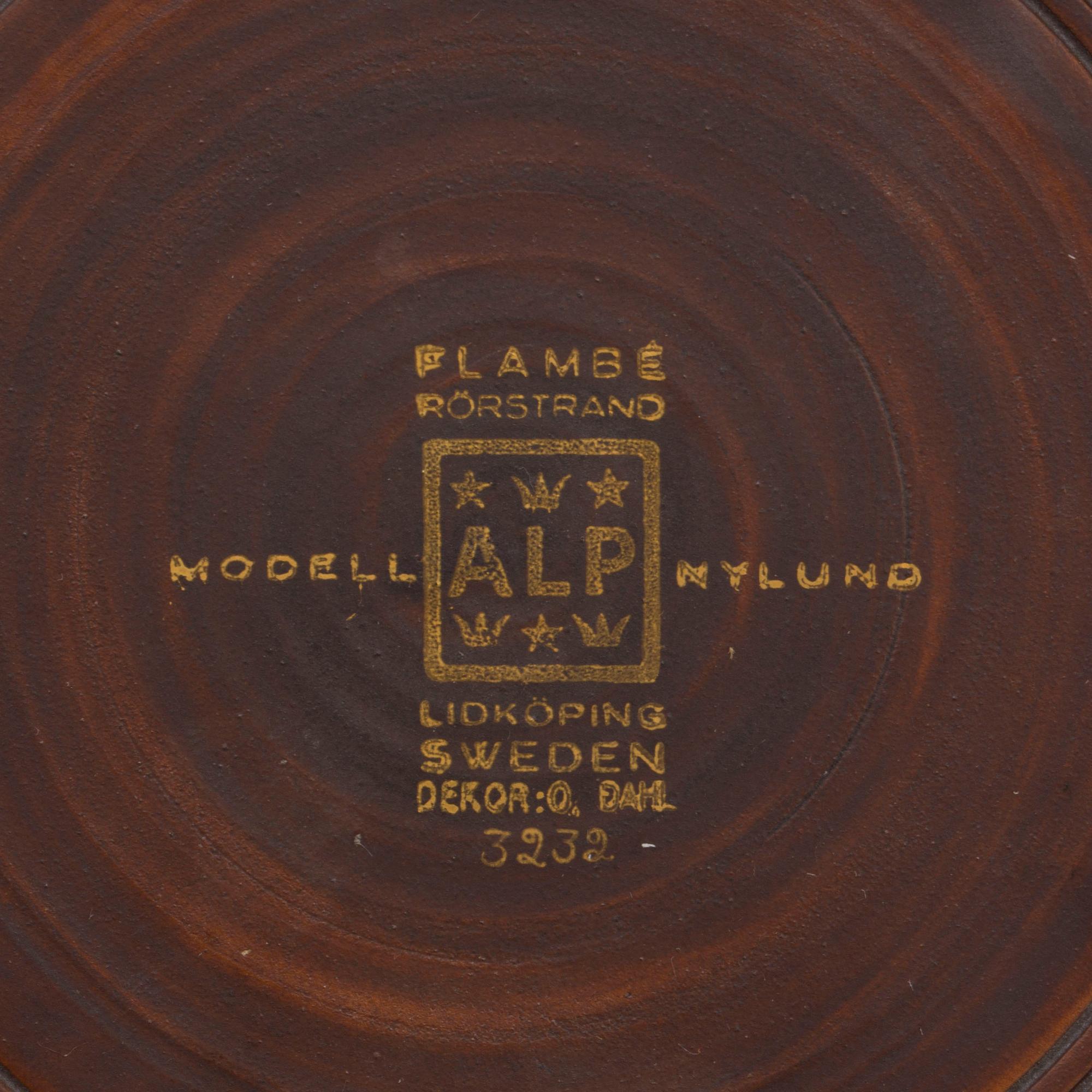 VAS OCH FAT, stengods, "Flambé", Gunnar Nylund, Rörstrand-Lidköping, unik.