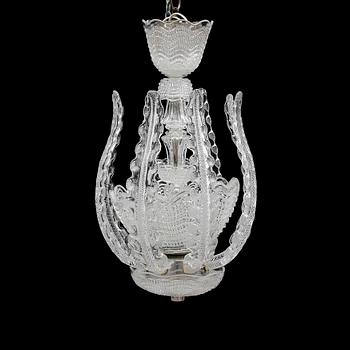 LJUSKRONA, glas, möjligen Carl Fagerlund, Orrefors, 1940/50-tal. Höjd ca 60 cm.