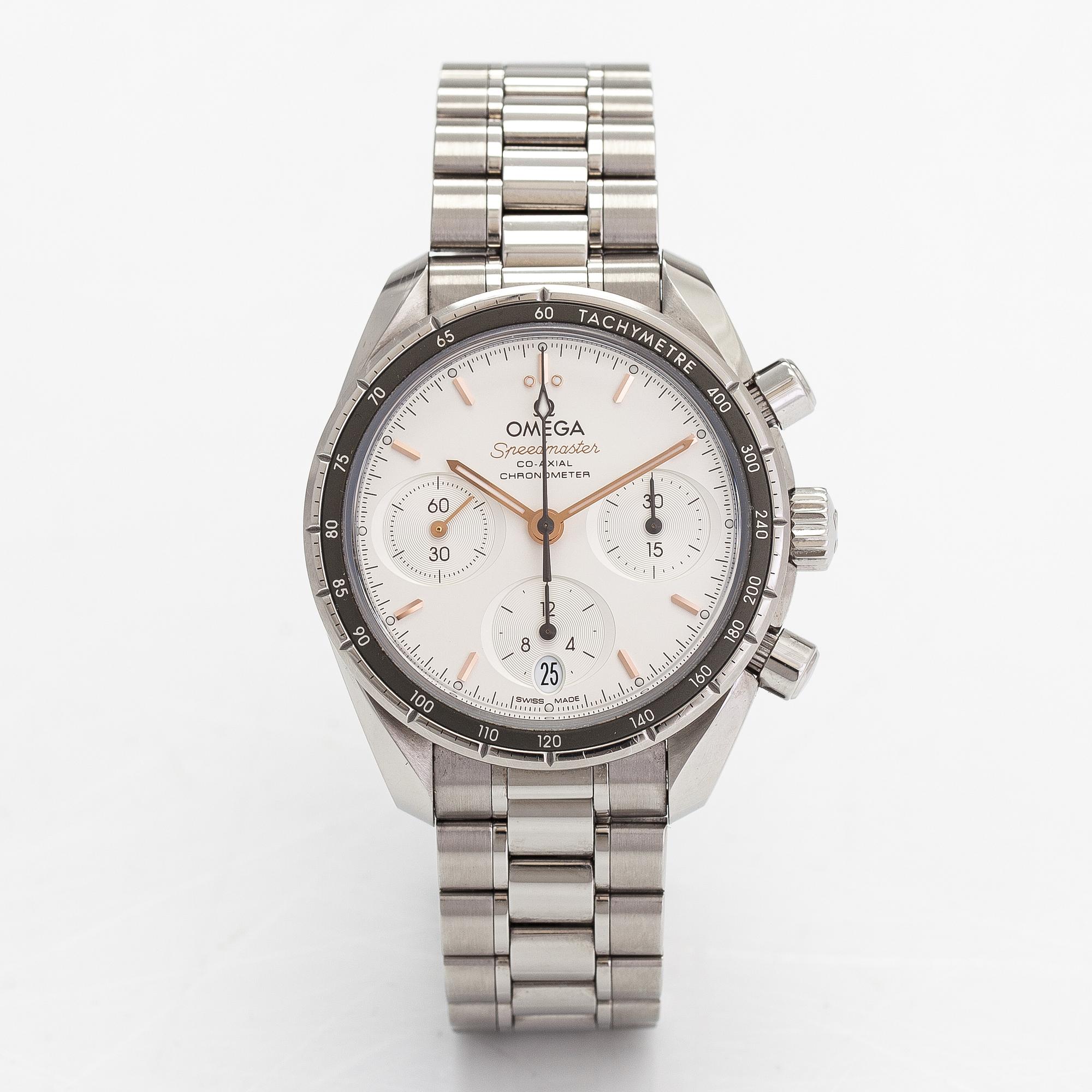 Omega, Speedmaster, co-axial, chronometer, wristwatch, 38 mm.