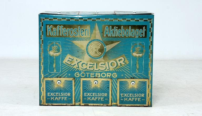 PLÅTBURK, "Kafferosteri Aktiebolaget, Excelsior Göteborg", 1900-talets första hälft.