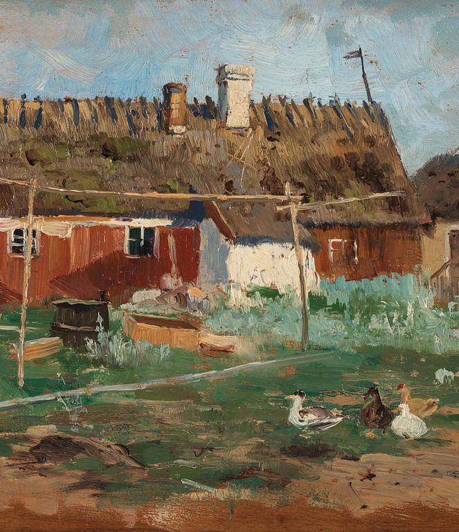 Carl Flodman, Fisherman's hut in Vitemölle, Skåne, scene from the south of Sweden.