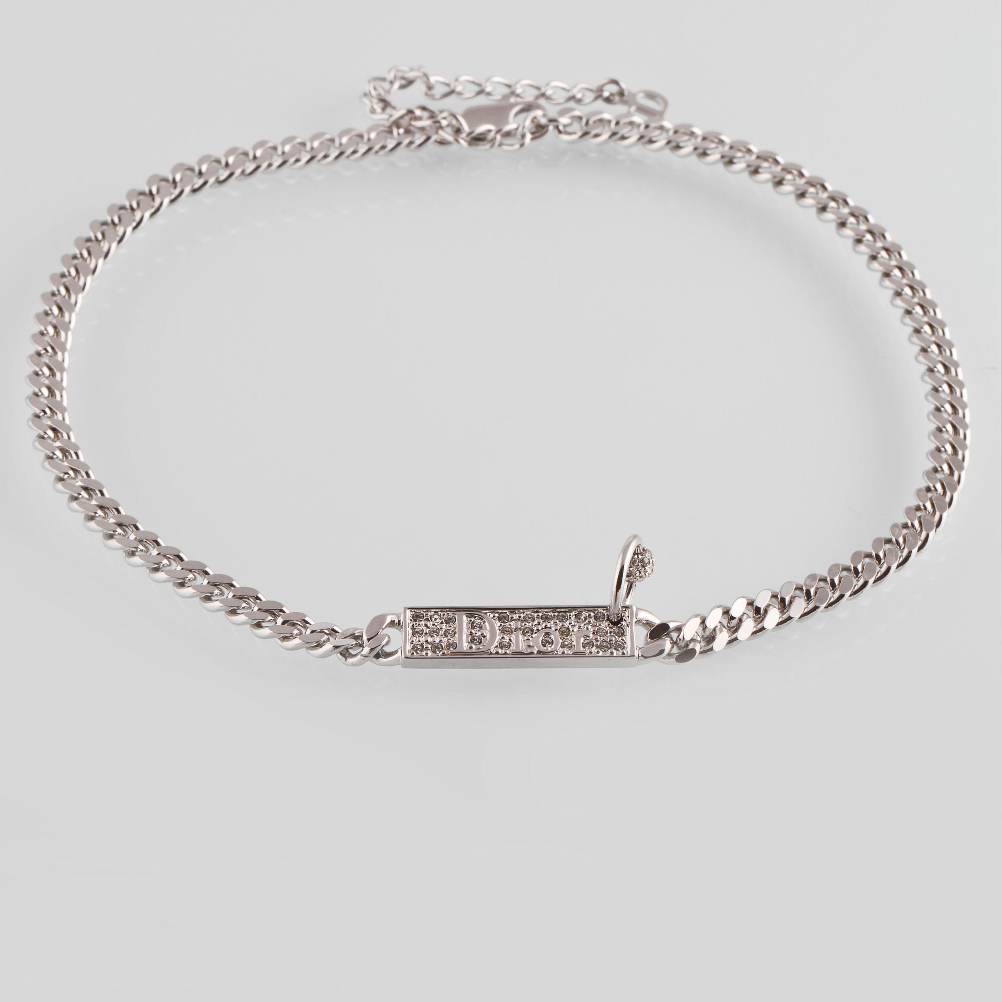 COLLIER, vitmetall samt strass, Christian Dior.
