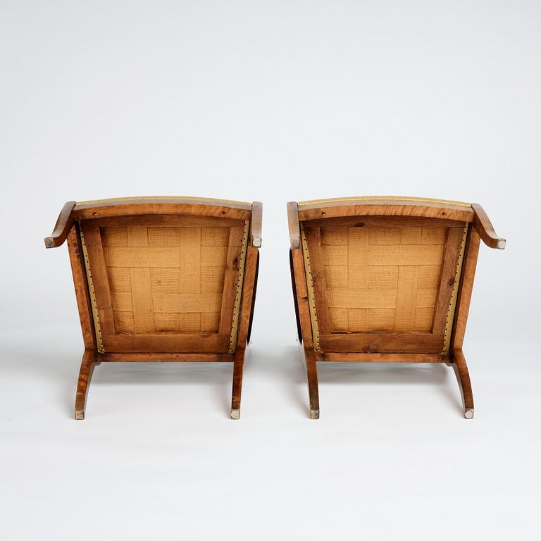 Carl Malmsten, a pair of armchairs, Swedish Grace, Svenska Möbelfabrikerna Bodafors, 1920s.