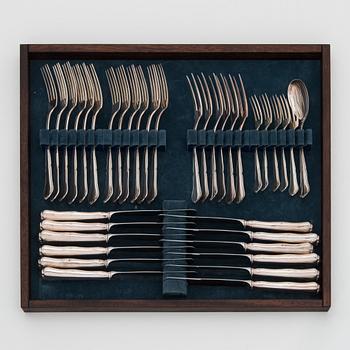 An 82-piece 'Chippendale' silver cutlery set for 12, in cutlery box, Auran Kultaseppä oy, Turku, Finland 1986-87.