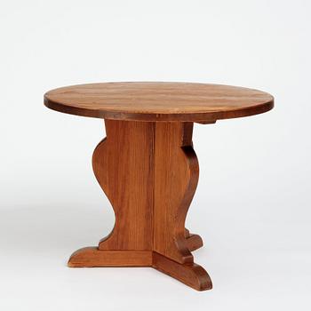 Nordiska Kompaniet, a stained pine circular top 'Lovö' table, ca 1941.