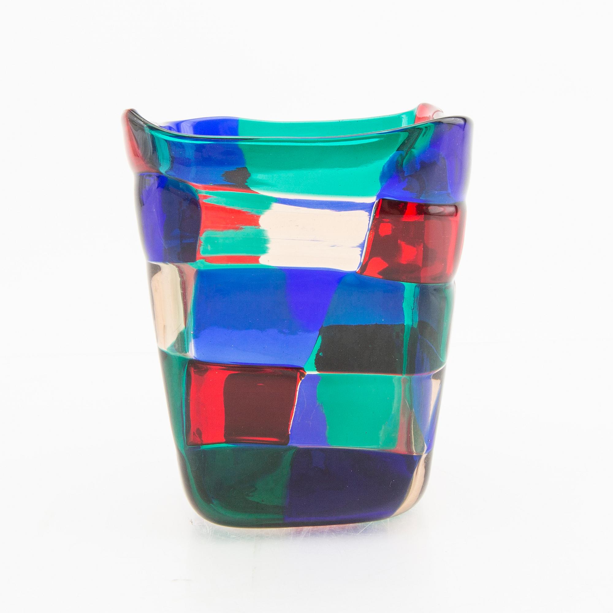 Fulvio Bianconi, a Pezzato glas vase from Venini Italy mid 1900s.