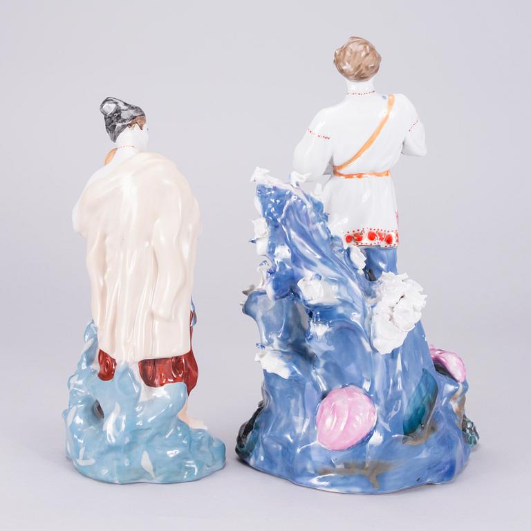 FIGURIINEJA, 2 kpl, posliinia, Polonnoe ja Kiev, Ukraina, Neuvostoliiton aika. Toinen signeerattu, 1969.