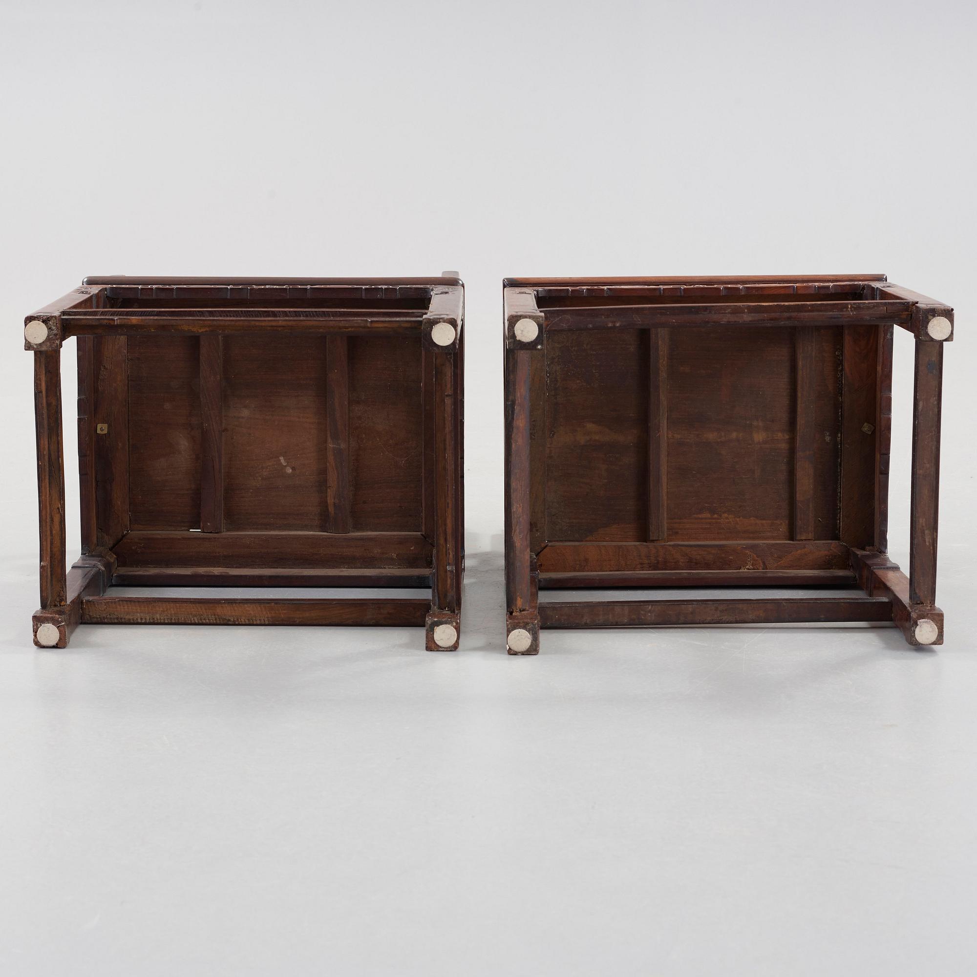 KARMSTOLAR, ett par, zitan. Qingdynasty, 17/1800-tal.