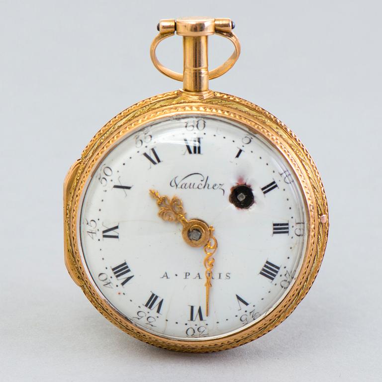 POCKET WATCH, gold, not hallmarked, Vaucher A Paris late 18th century/early 19th century.