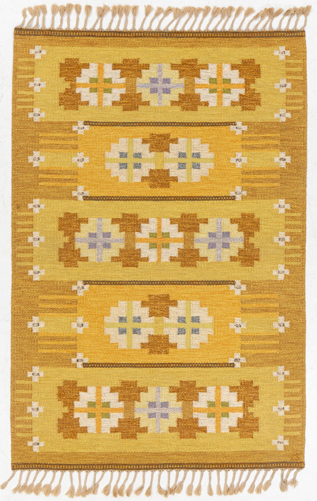 Ingegerd Silow, a flat weave carpet, signed IS, c. 206 x 139 cm.