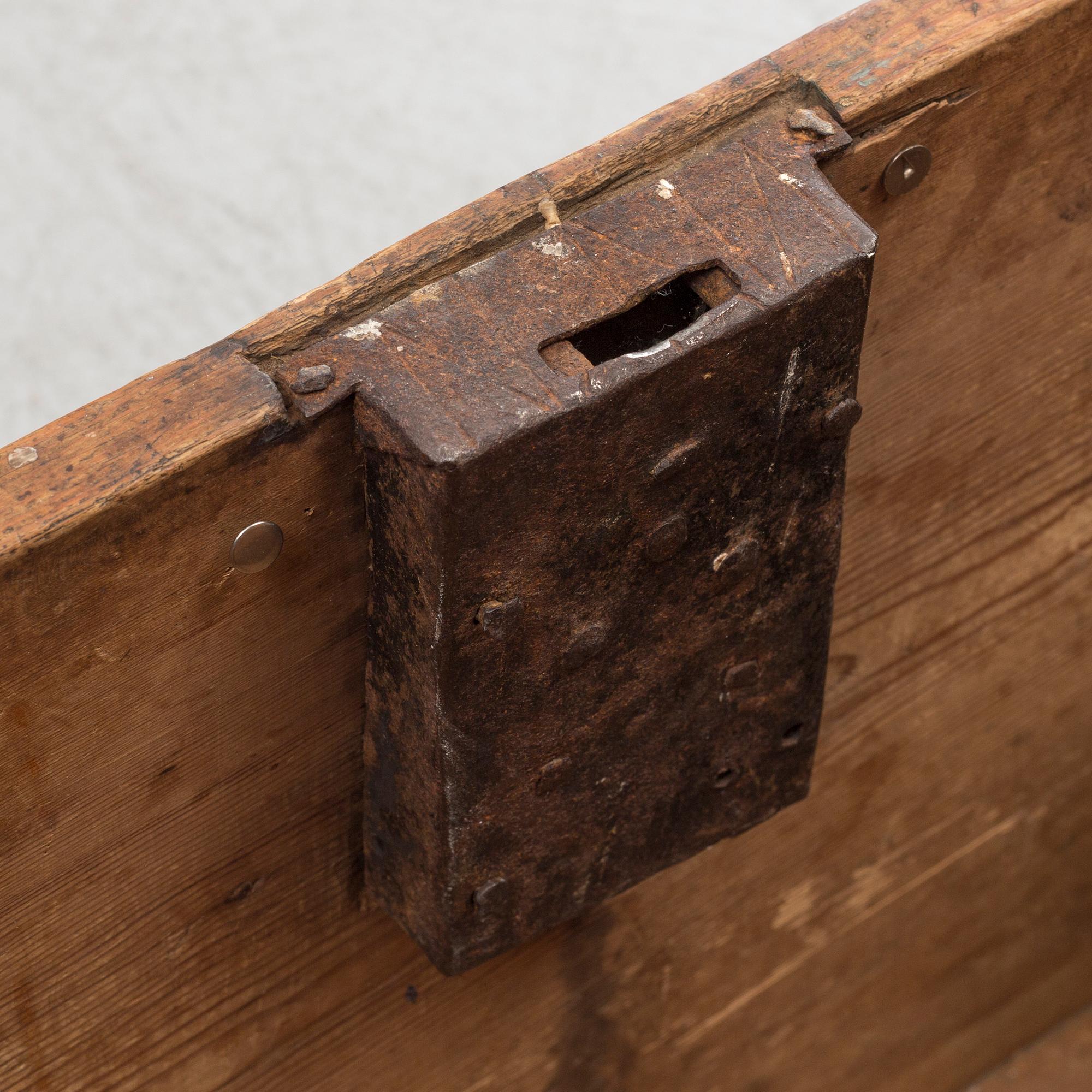 a 18th century wooden chest.