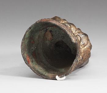 A bronze Buddha with traces of gilding, Ming dynasty, 16th century.