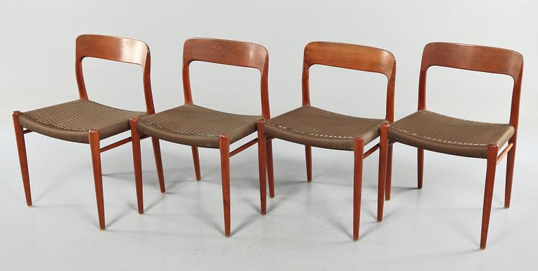 STOLAR, 4 st, "modell 75", Niels O Møller, J L Møller, Danmark, 1960-tal.