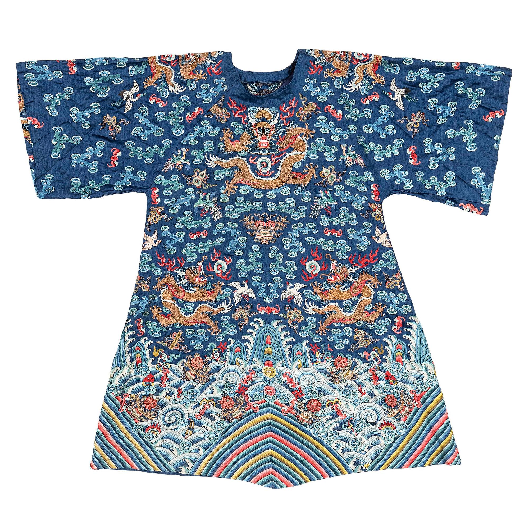 Rock, broderat siden. Qingdynastin.