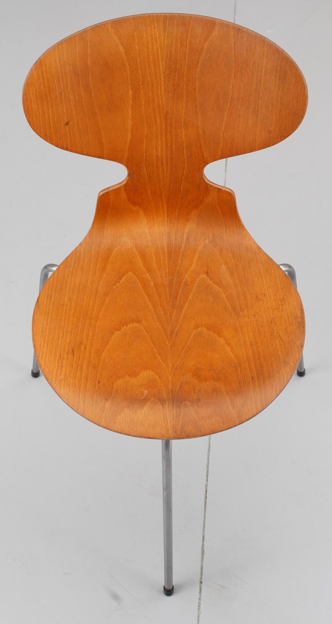 STOLAR, 6 st, "Myran", Arne Jacobsen, Fritz Hansen, första upplagan 1950-tal.