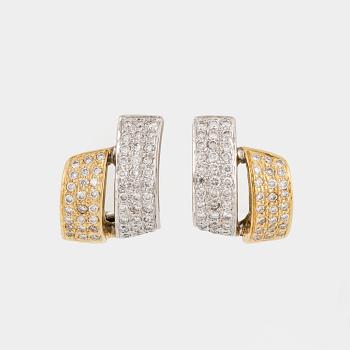 A pair of brilliant cut diamond earrings, total carat weight 0,40ct according to inscription.