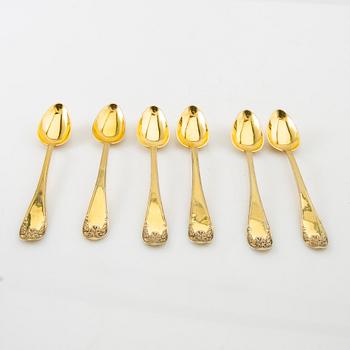 Lars Larsson & Co Spoons 18 pcs "Old French" gilded silver Gothenburg 1867.