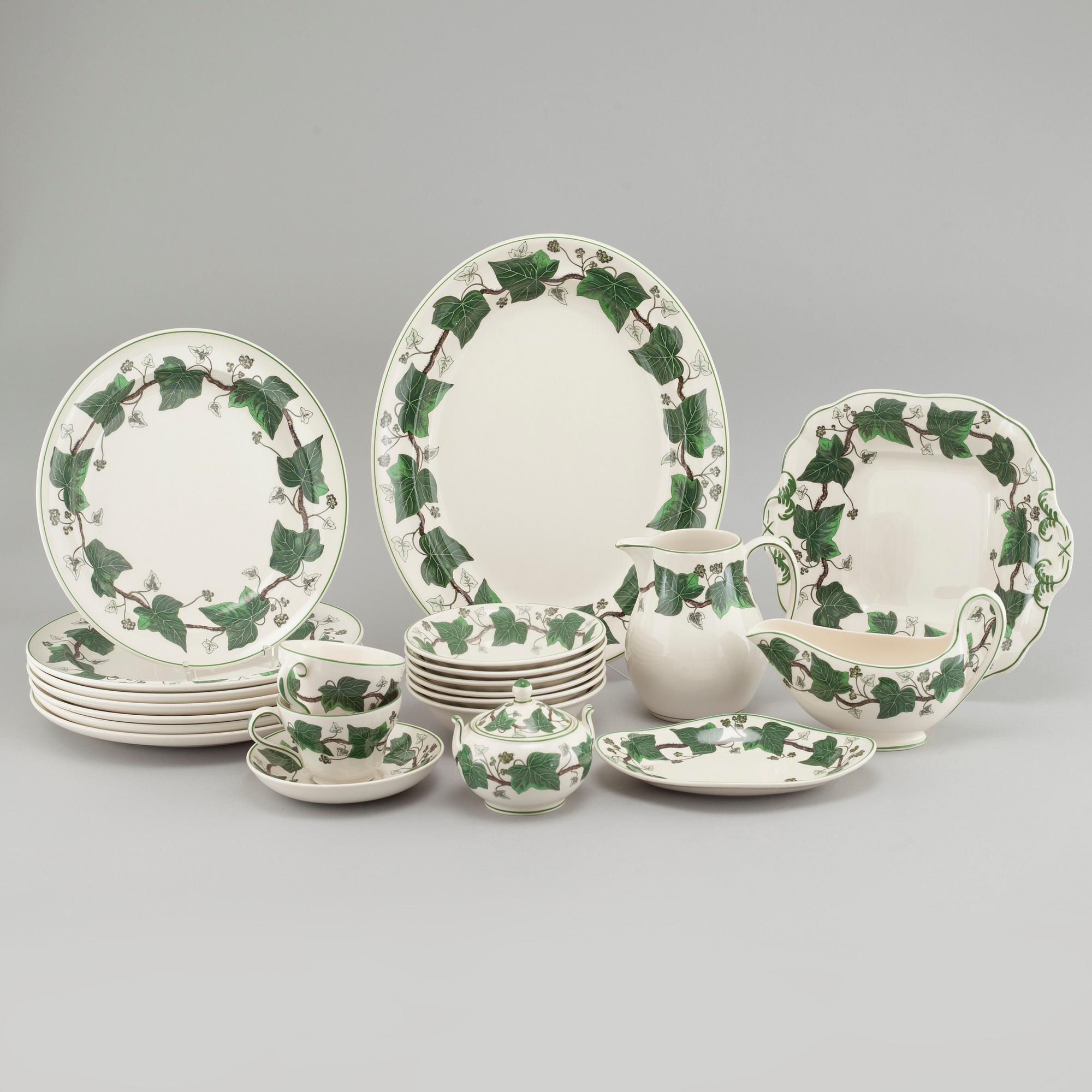 A coffee and dinner tableware set of 51 pcs, "Napoleon ivy" by Wedgewood, from the second half of the 20th century.