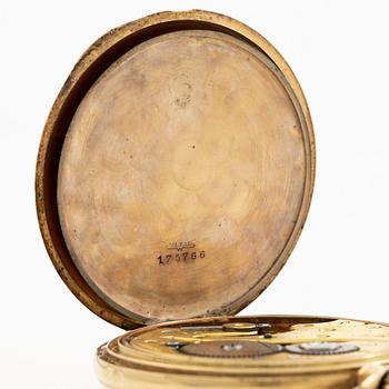 Pocket watch, Alpina, 14K gold, hunter, chain in 18K gold.