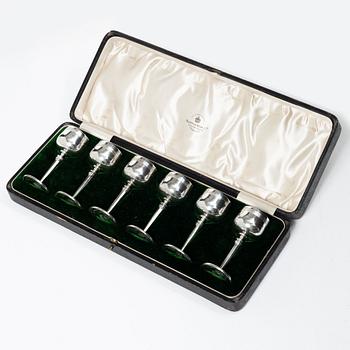 Supkoppar, 6 st, silver, Mappin & Webb, Birmingham, England, 1913-15.