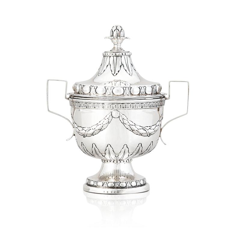 Lars Boye, sockerskål med lock, silver, Stockholm 1780. Gustaviansk.