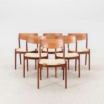 Henning Kjaernulf, six teak chairs, Vejle stole- og Mobelfabrik, Denmark, second half of the 20th century.