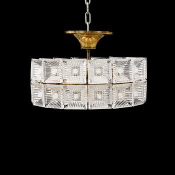 TAKLAMPA, Carl Fagerlund, Orrefors, 1900-talets andra hälft. Höjd ca 25 cm.